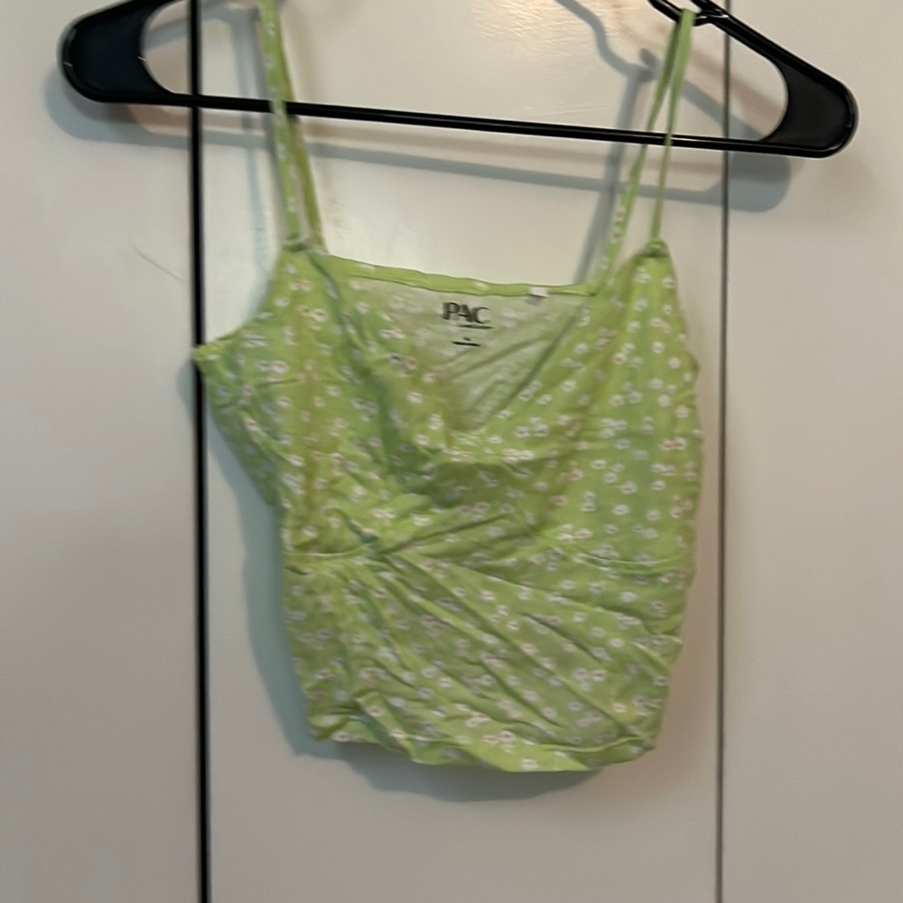 Cropped Green Floral Tank